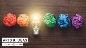 A concept image representing creative thinking with a glowing light bulb amidst a row of colorful crumpled paper balls, symbolizing the process of brainstorming and idea development.