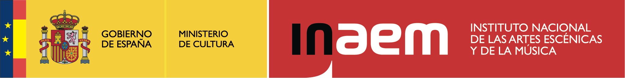 Logo featuring the Spanish Government's Ministry of Culture and the National Institute of Performing Arts and Music (Instituto Nacional de las Artes Escénicas y de la Música), with an intertwined "inaem" text on a red and white background.