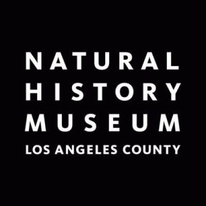 Black square with bold white text that reads, "Natural History Museum Los Angeles County.