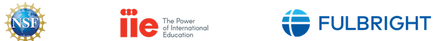 Logos of the National Science Foundation, Institute of International Education, and Fulbright Program displayed in a row on a white background.