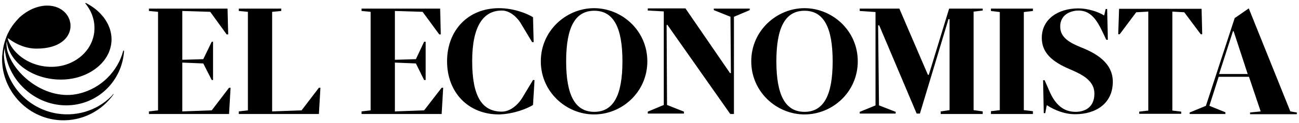 Black and white logo of "EL ECONOMISTA" with a stylized circular icon on the left and bold, uppercase text to the right.