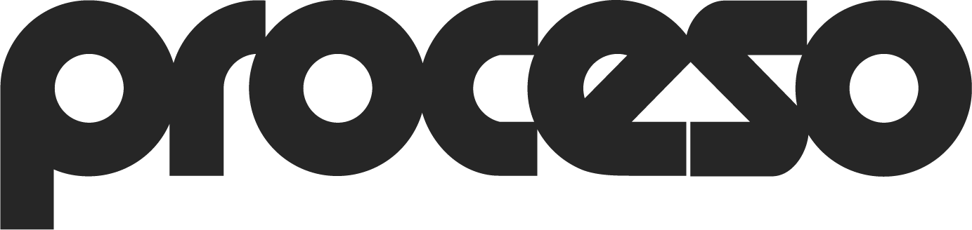 The word "proceso" in bold, black, stylized lowercase letters on a white background.